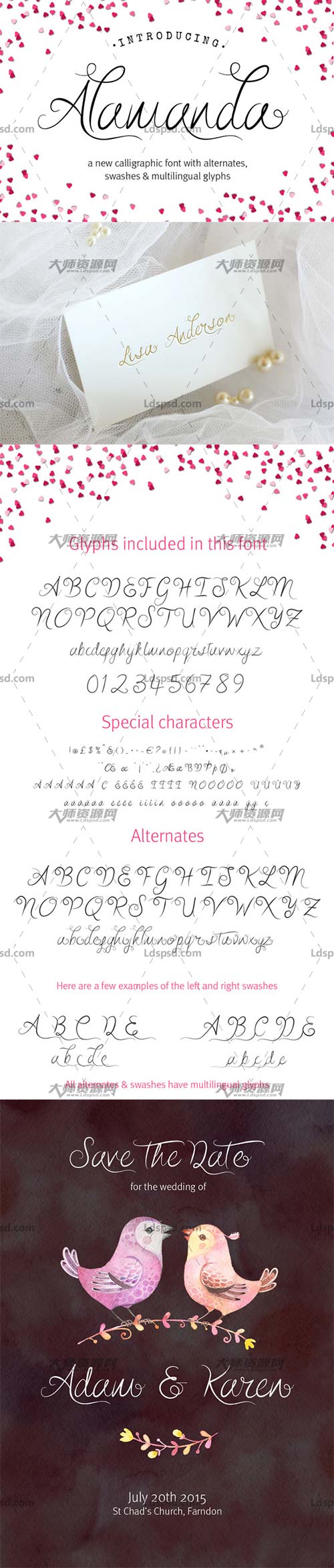 Alamanda calligraphy font,英文字体－笔画潇洒的钢笔行书